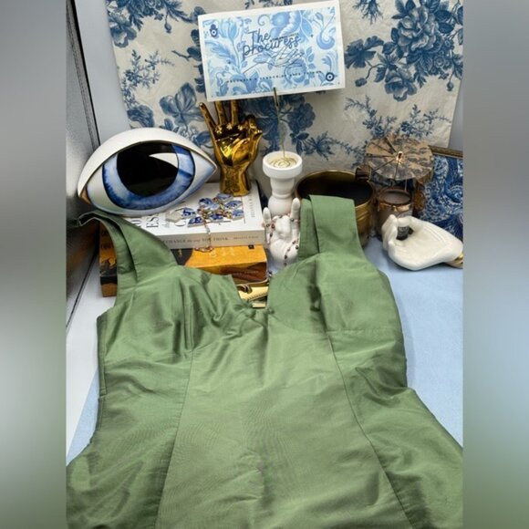 🆕 CULT GAIA 🧿 NWOT Marizia Silk-Dupioni Mini Dress, Calla Lilly Green Sz US 6 - Picture 11 of 16